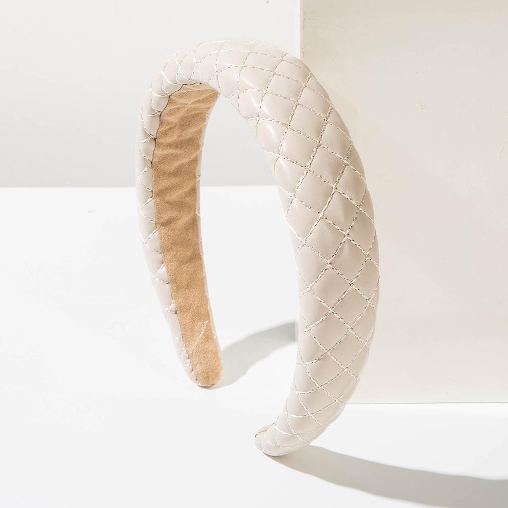 Autumn Winter Fabric Wide Edge Leather Trendy Cool Style Headband High-end Versatile Light Luxury Hair Accessories for Women