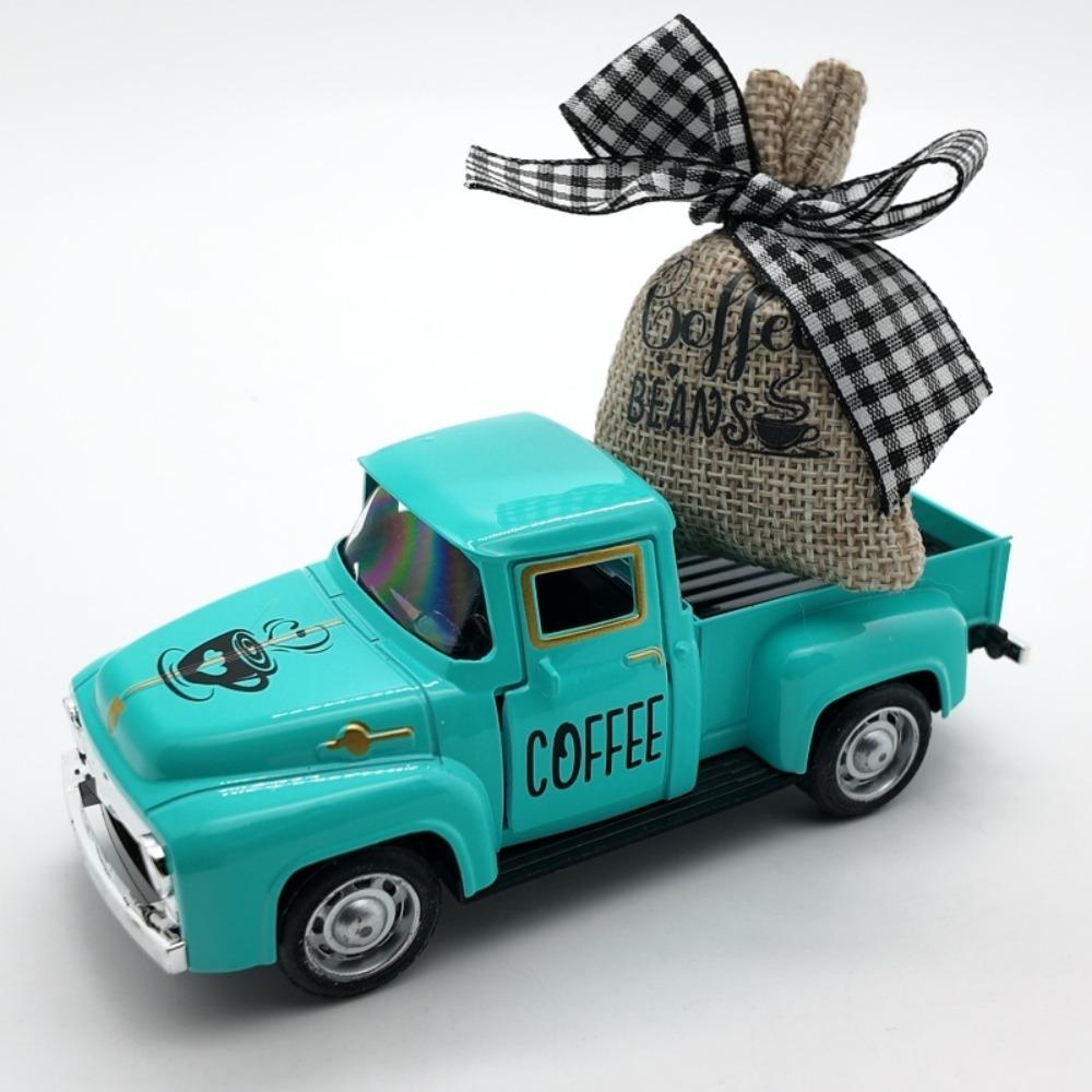 

Diecast Metal Truck Model Burlap Sack Mini Coffee Truck Coffee Truck Pickup Coffee Station
