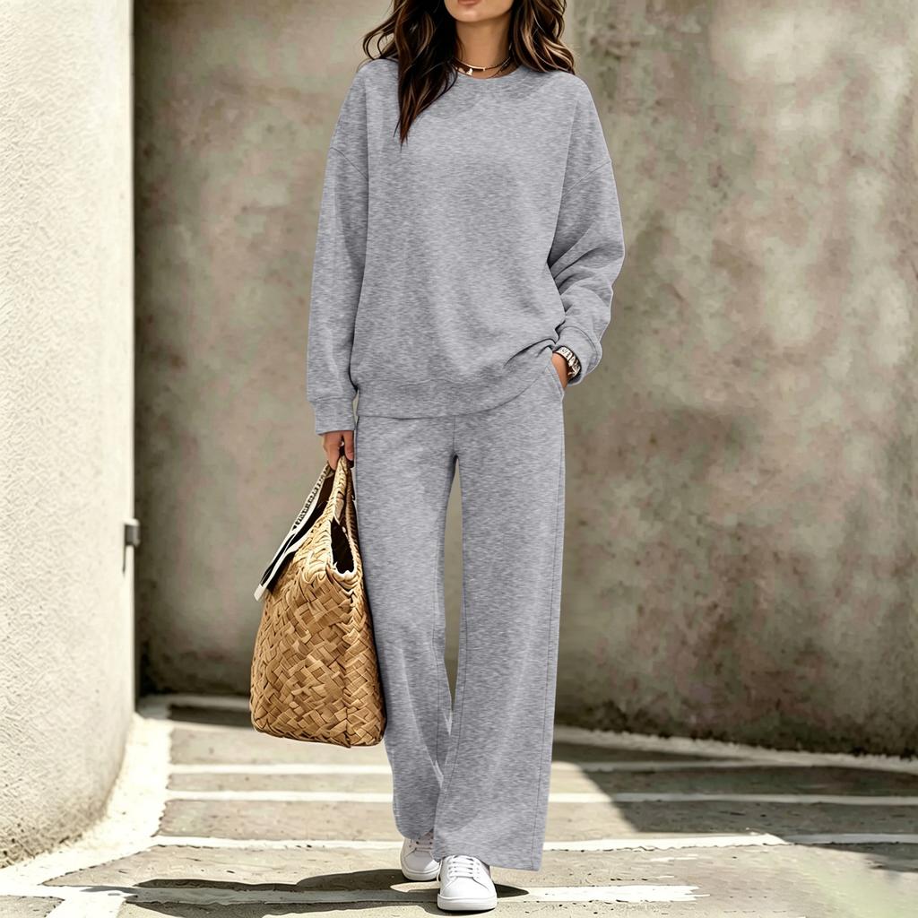 Women's Casual Neck Sweatshirt and Pants Set for Fall Winter Comfortable Outfit