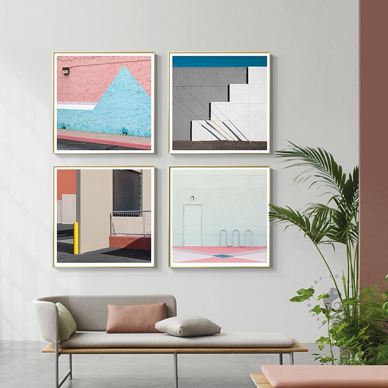 

Скандинавская цветная декоративная живопись Моранди для гостиной, современная простота, абстрактное искусство, архитектура, маленькая свежая настенная живопись