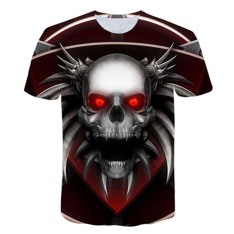 Summer Men's T-shirt Casual Round Neck Short-sleeved T-shirt Devil Skull Fashion Trendy Brand Skull 3D T-shirt Streetwear Tops