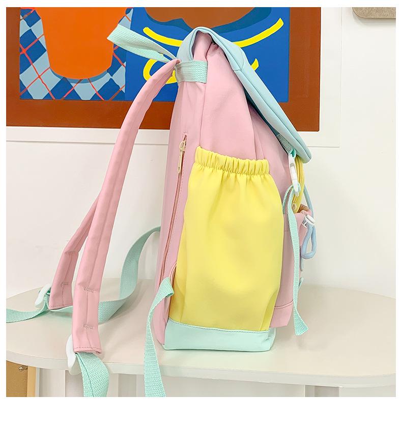 Color-Block Casual Backpack for Elementary School Girls - Large Capacity, Japanese Style