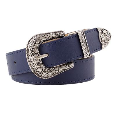 Damen Taillengürtel Exquisite Geschnallte Verstellung Größe Modischer Taillengürtel für Hosen Marineblau Einheitsgröße