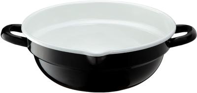 Takagi Metal Enamel Glass Deep Induction Easy-to-Clean Fryer, Compatible, 24cm, Black/White, HT-24BW