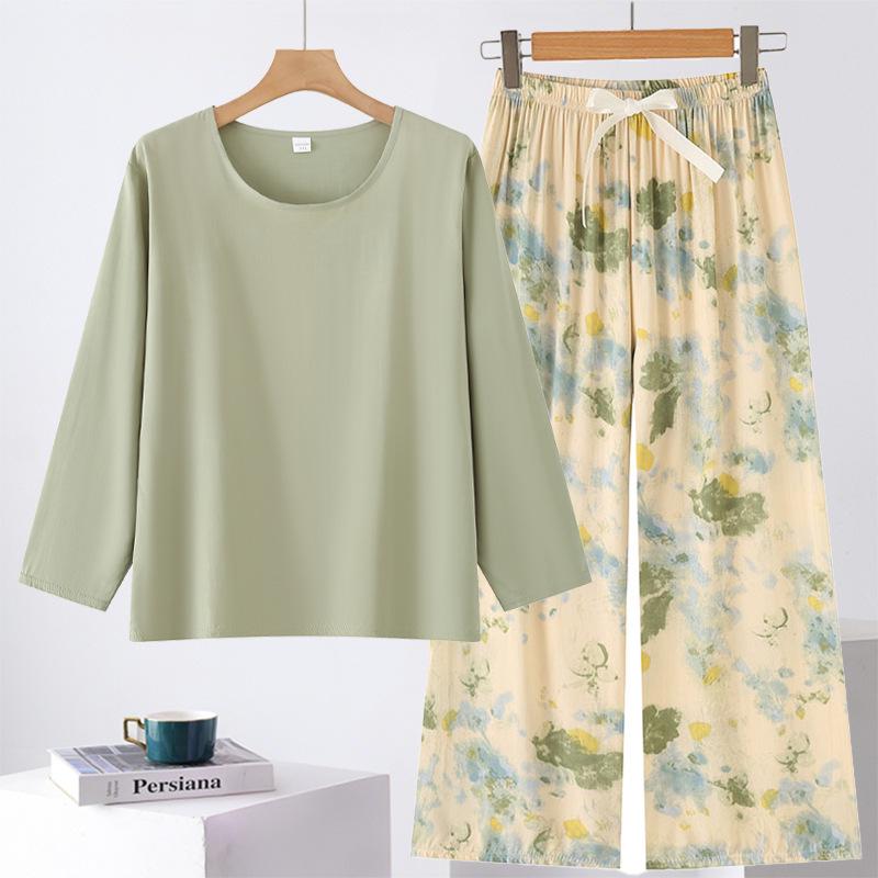 

Women s Round Neck Long-Sleeve T-Shirt and Wide-Leg Pants Set - 2026 Spring/Summer Collection 2XL 100-120 jin