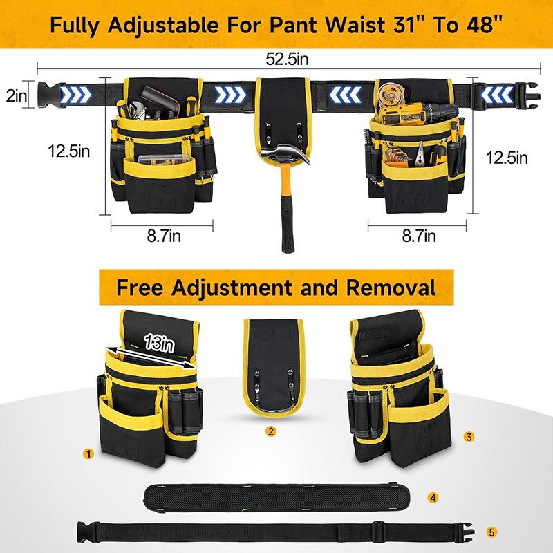 Tool Waist Bag Portable Electrician Toolkit Magnetic Hardware Repair Heavy Duty Tools Belt Multi-functional Tools Organizer