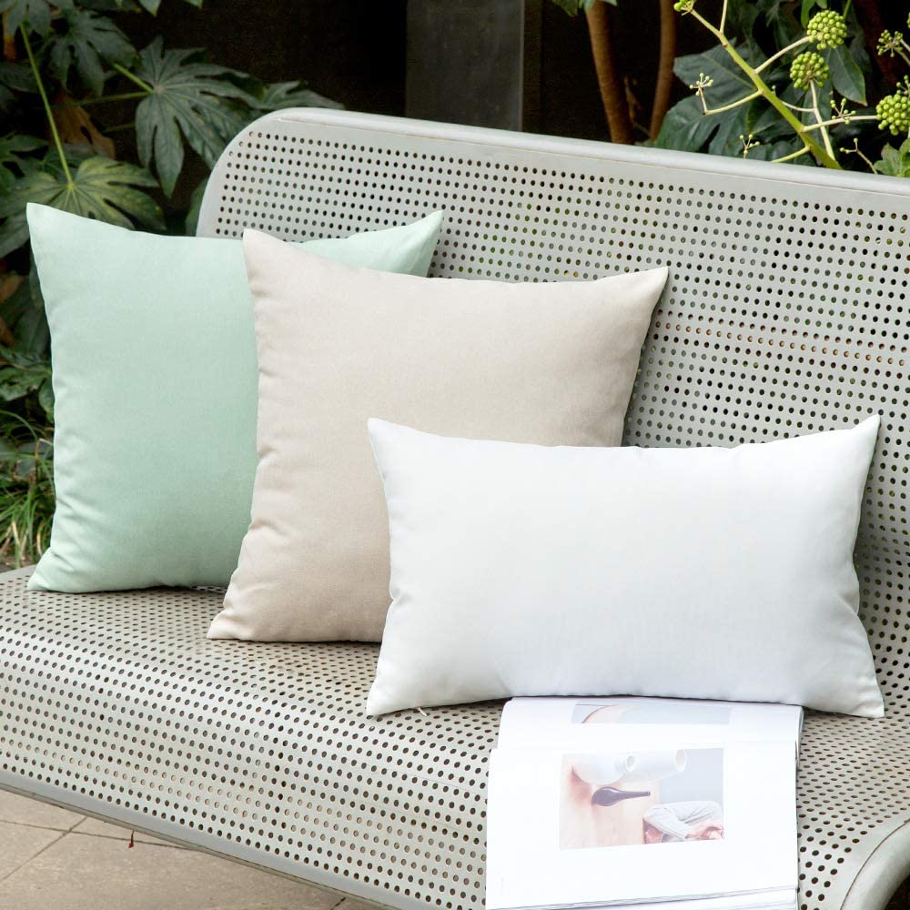 Outdoor Cushion Cover Solid Color Waterproof Pillow Cover Soft Polyster Pillowcase for Couch Sofa Living Room Decortive