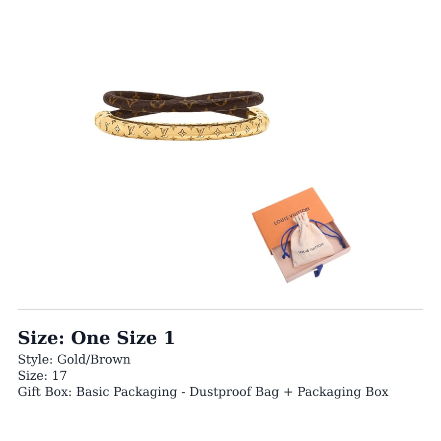 Louis Vuitton Metal Bangles Women's Gold/Brown M4885