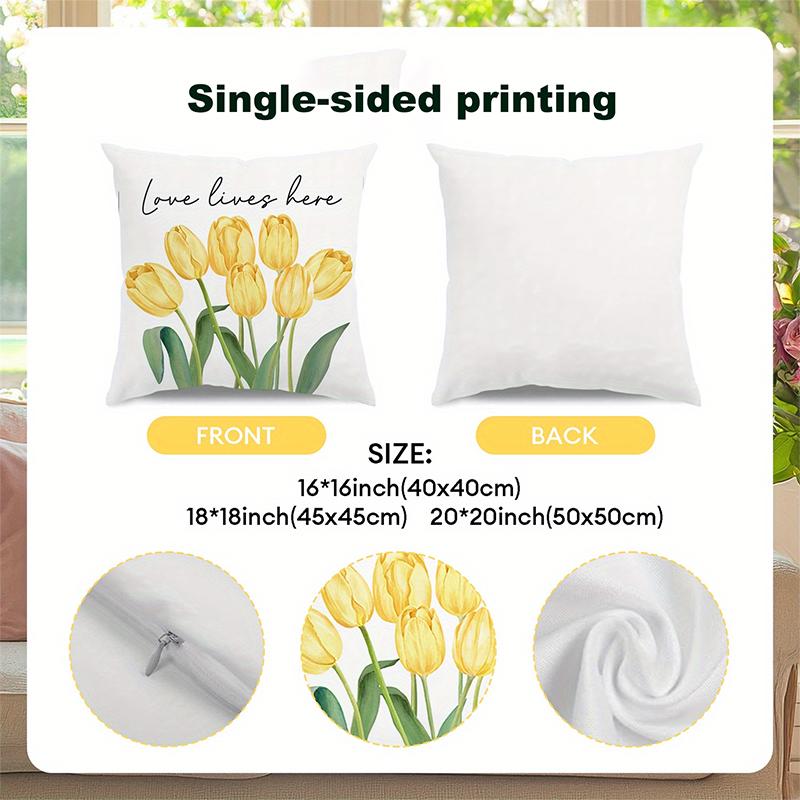 Yellow Tulip Bicycle And Hello Sunshine Pillows Polyester Pillowcase, Sofa Decorative Cushion Cov Headboard Pillow