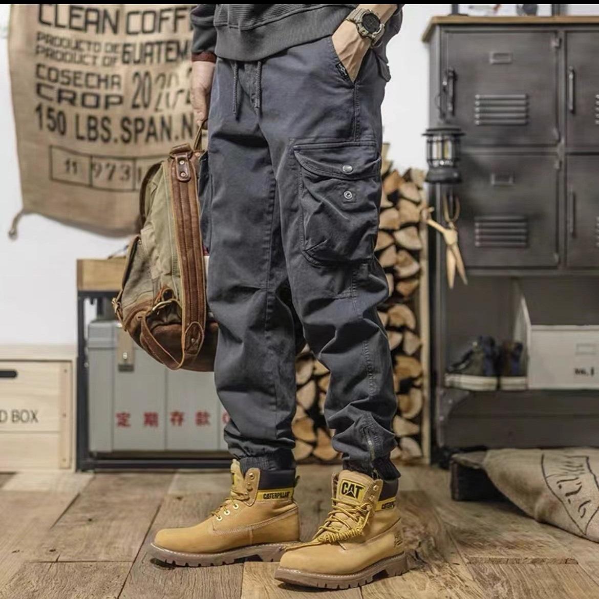 

Брюки-карго с несколькими карманами, мужские уличные, на молнии, облегающие рабочие брюки для бега, повседневные брюки из хлопка 5XL серый