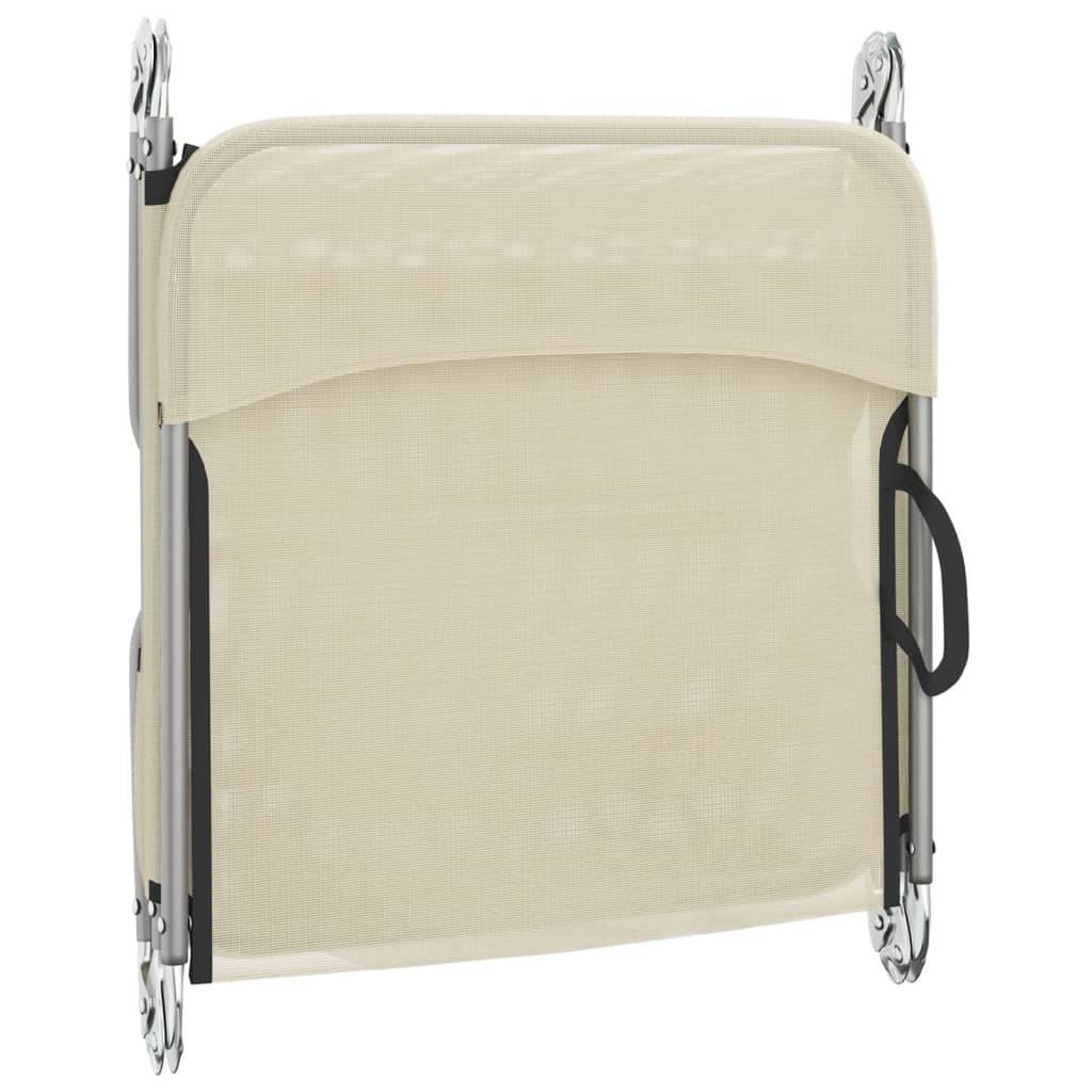 Vidaxl Folding Sun Loungers, 2 Pcs, Cream, Textilene And Steel