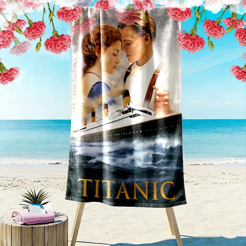 Titanic Print Beach Towel, Large Soft Quick Dry Towel for Beach Camping Swimming