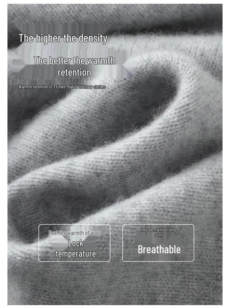 Herren Kapuzen-Reißverschluss-Strickjacke aus reiner Wolle - Dicker Strickpullover-Mantel für Freizeit oder Business