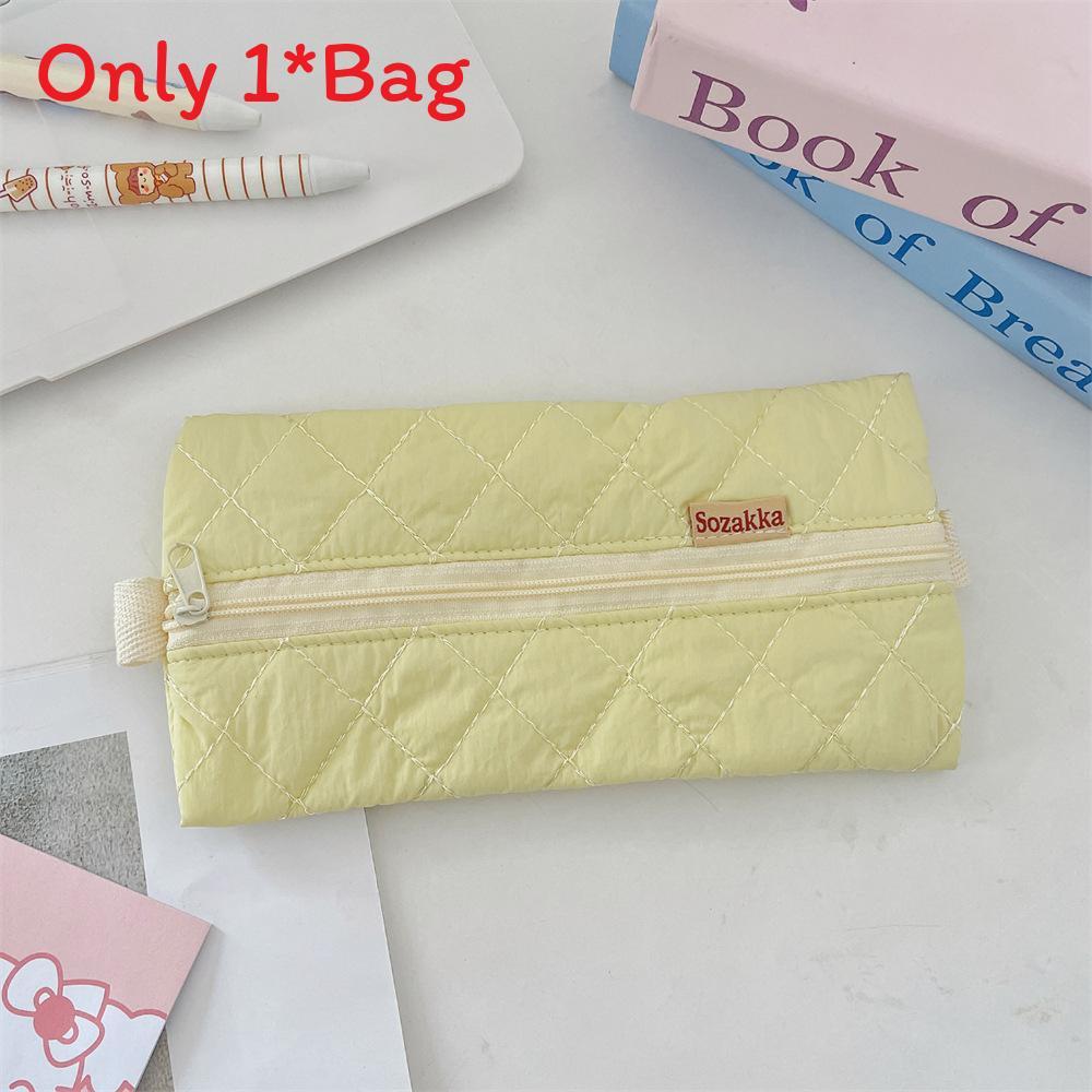 Student Pencil Case Soft Fabric With Zipper For Girls And School Supplies