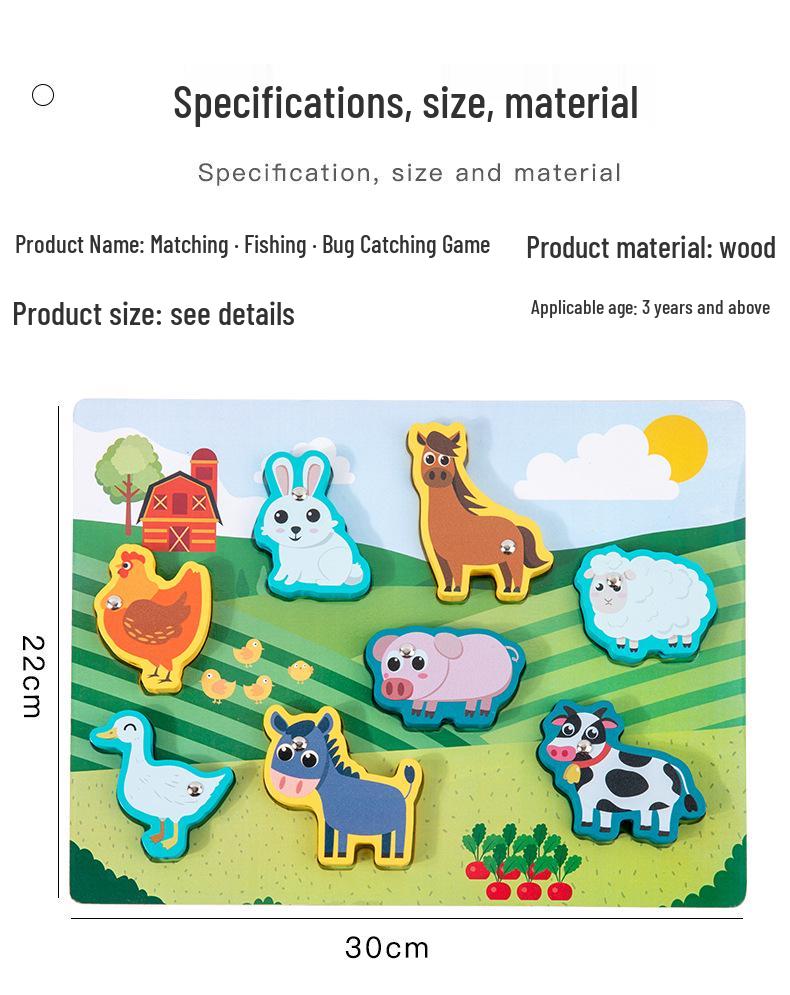 Children's Double-Sided Wooden Activity Board: Matching, Stringing, Drawing, Beading, and Fishing Educational Toy