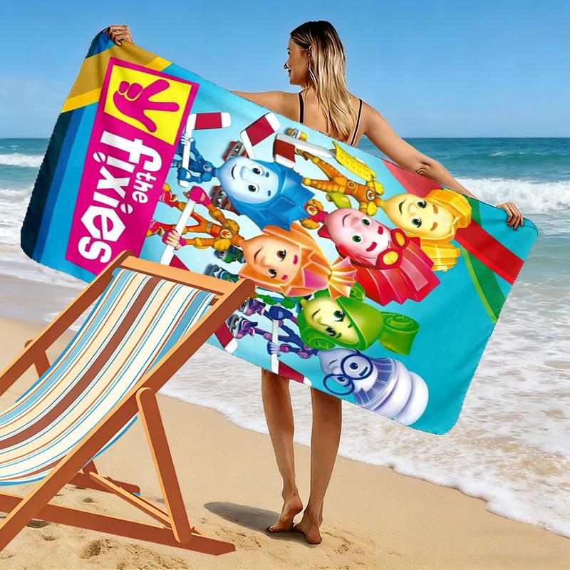 Telo Mare Fixies con Stampa Cartoni Animati, Asciugamano Grande Morbido Asciugatura Rapida per Spiaggia Campeggio Nuoto