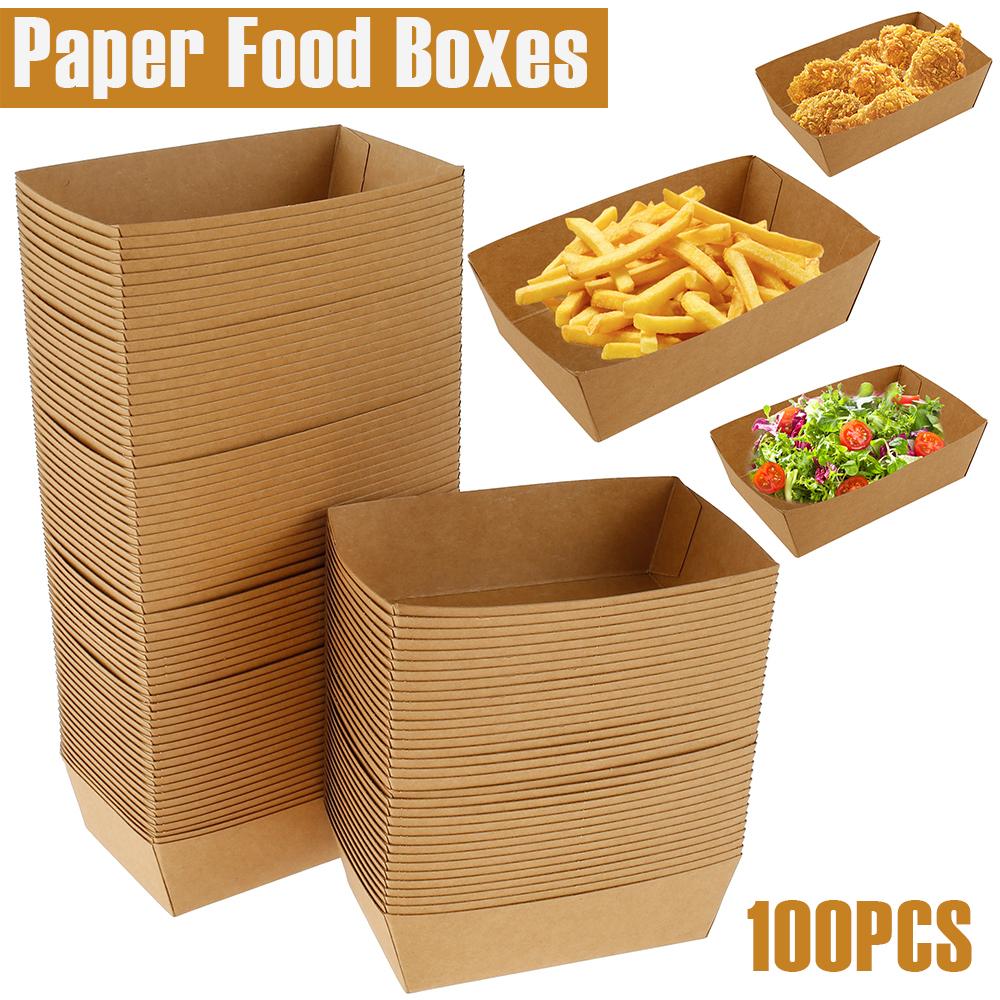 Papier-Lebensmittelboxen Öldicht Zum Mitnehmen Lebensmitteltablett Recycelbares Papier-Lebensmitteltablett Stabil und Langlebig für Pommes Burger Party Picknick Camping