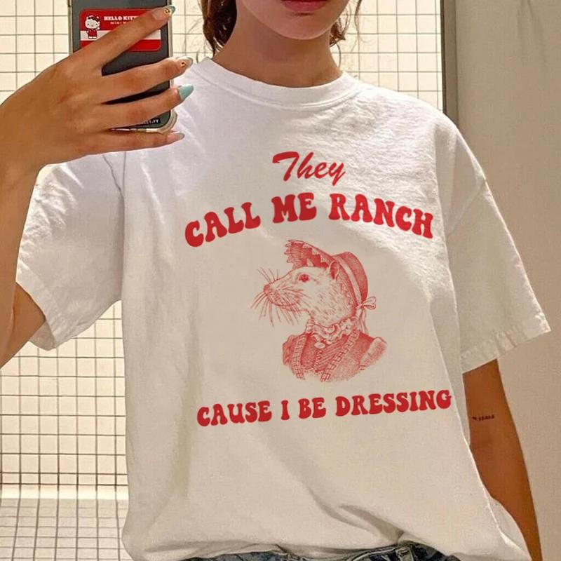 They Call Me Ranch Funny Meme T Shirt Women Cute Cottagecore Aesthetic Tees Tops Short Sleeve Hippie Vintage TShirts Clothes