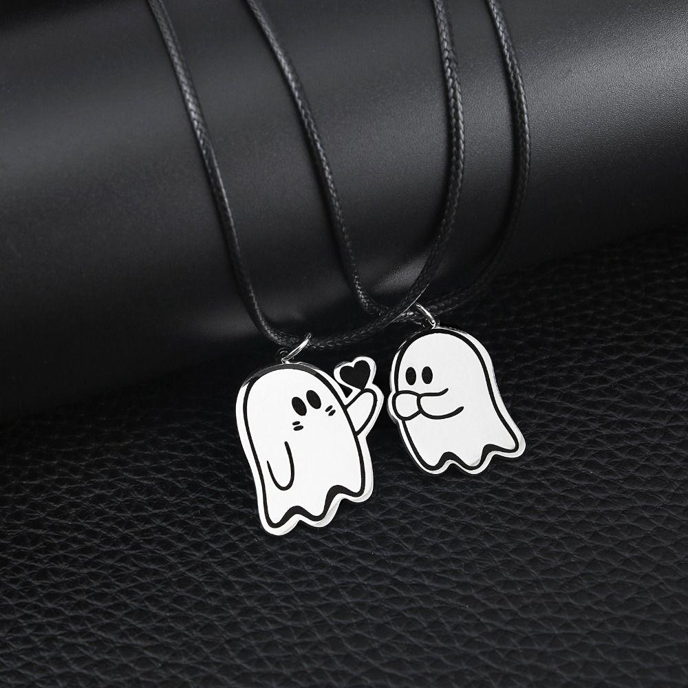Halloween Couple Necklace Stainless Steel Lover Neckchian Fashion Ghostes Pendant  Jewelry Gift