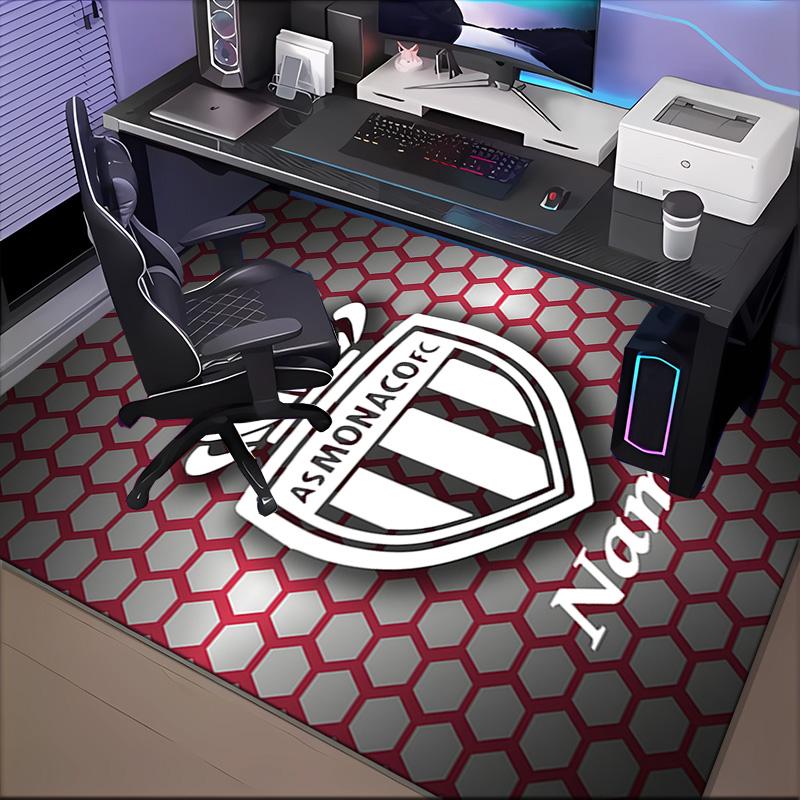 Custom Name Monaco Football Crest Rug Game Carpet, Floor Mat for Bedroom Living Room Entryway Rug, Home Decor Idea Gift for Christmas Birthday