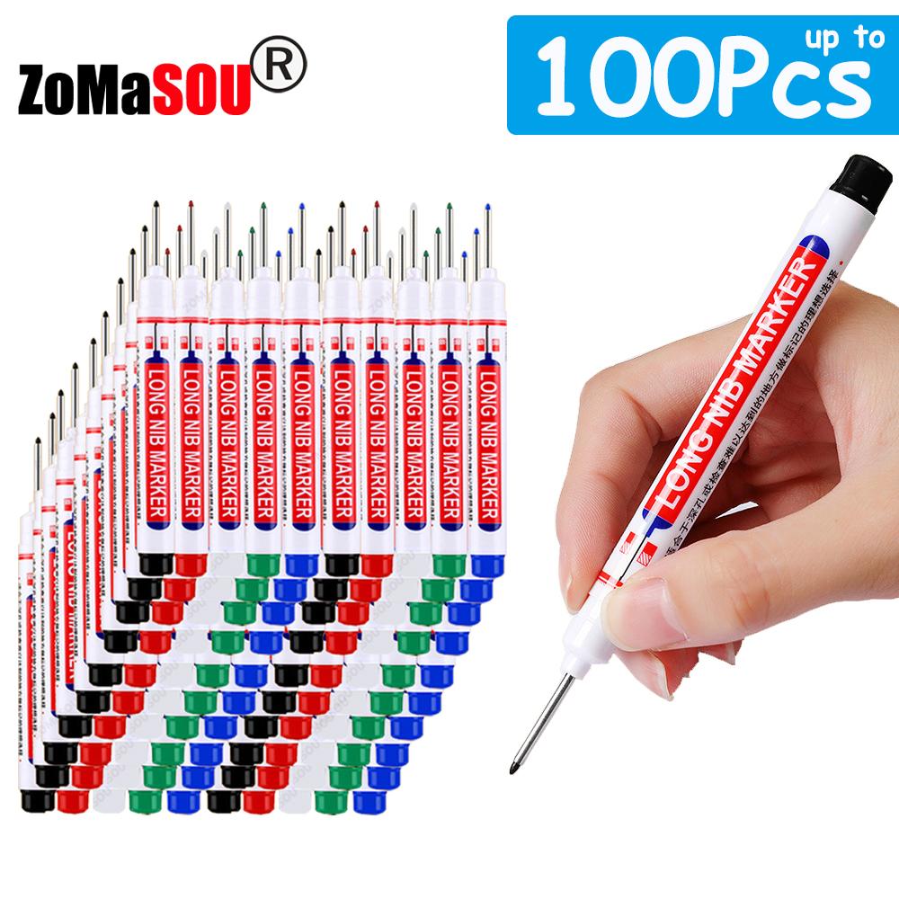 20mm 1-100 Stück Wasserdichter Tieflochmarker Stifte mit langem Kopf für Holzbearbeitung für Metall Tischler Weiße/Schwarze/Rote/Blaue/Grüne Tinte