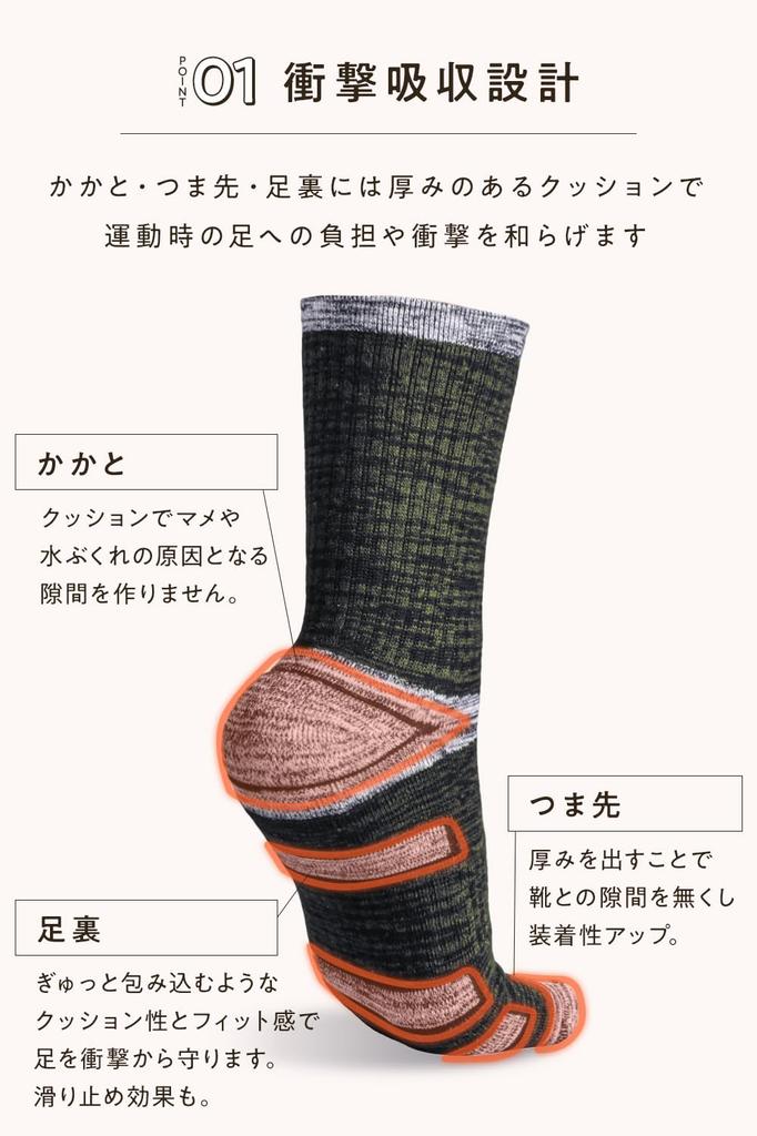 By a Support Hiking and Sports 2 Heel and Sole Shock Standing One Size Fits Free Gray [QQOLi] [Designed Specialist] Socks, Pairs, Thick, Protection,