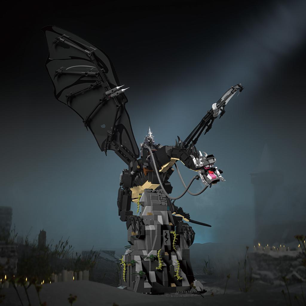 1361PCS Schwarzer Drache Bausteine Klassische Spielszene Modell Steine Mit Basis Desktop Ornamente Kinder DIY Spielzeug Weihnachtsgeschenke