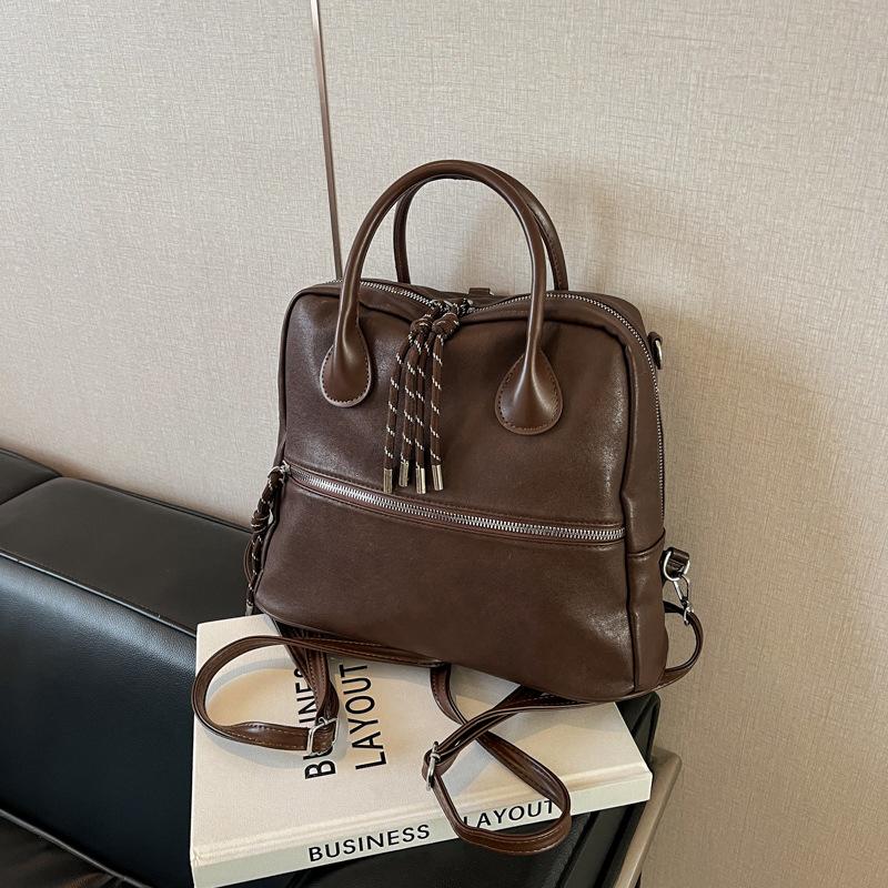 Retro commuter backpack bag women's large-capacity new high-end messenger bag casual light backpack