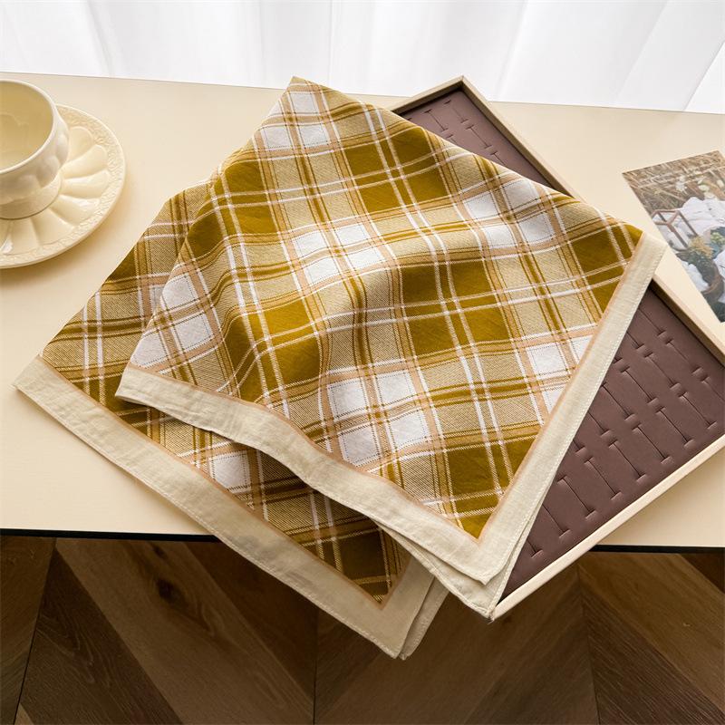 Vintage Style Cotton Small Square Scarf For Women Sun Protection Decoration