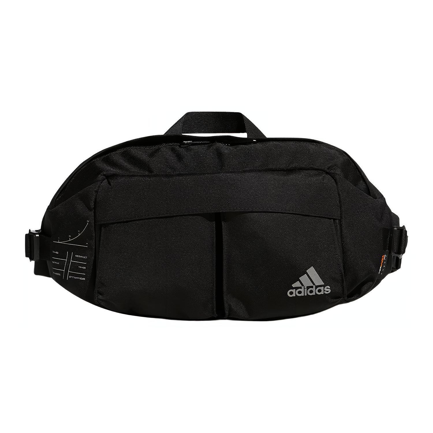 Adidas Te Ut Wb Series Sports Silver Logo Print Zipper Polyester Waist Bag Unisex Waist Bag Black HP1500 Black