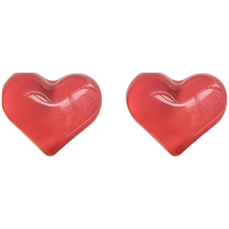 Pinkdudu Jelly Color Love Stud Earrings Resin Fashion Sweet Gentle All-match Summer Creative Series Earrings for Women Jewelry Gifts PD1264