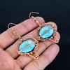 Larimar Earrings, 999 Copper Wire Wrapped Jewelry, Gemstone Earrings, Gift For Her Handmade Dainty Jewelry