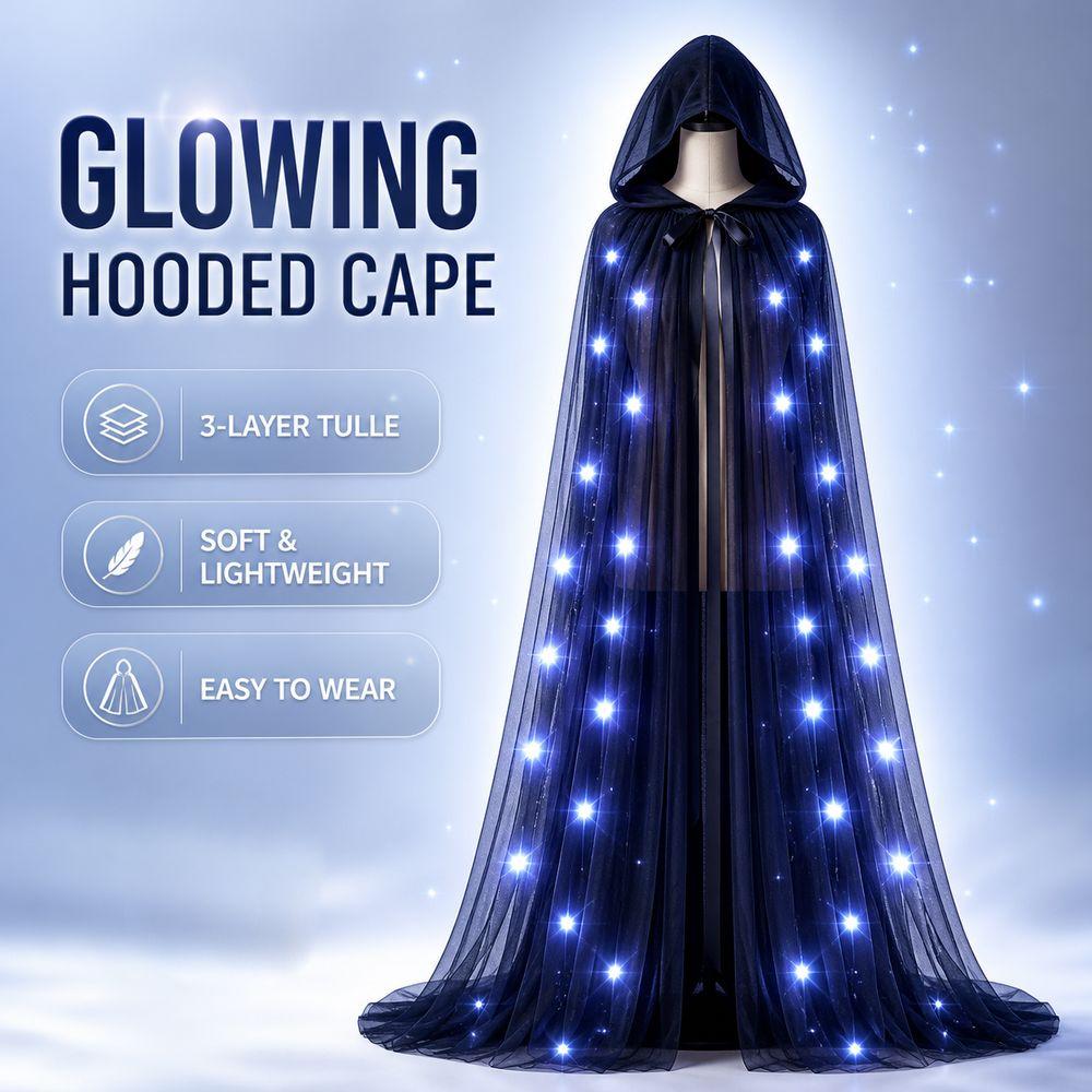 Vintage Overcoats Lace-up Vintage Hooded Cape Creative Gift LED Halloween Hooded Cloak