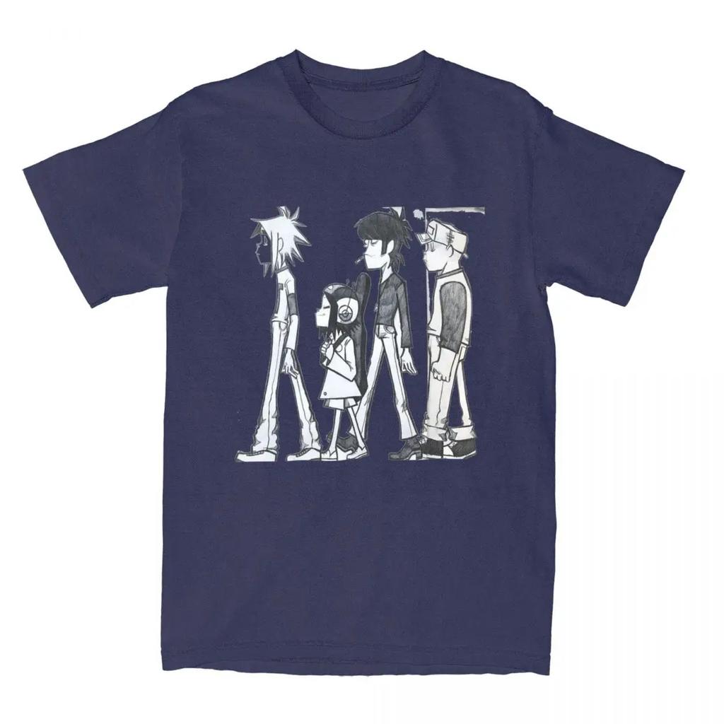 Death Metal Band Gorillaz T Shirts Men's 100% Cotton Leisure T-Shirts Round Neck Trending Tees Short Sleeve Clothes 4XL