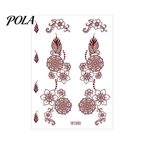 Henna Tattoo Stickers, Red Brown Waterproof Lace Temporary Tattoos, Indian Mehndi Body Art for Hands Feet, Festival Makeup