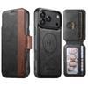 iPhone 17 Pro Max Leather Flip Case with Card Slot, Magnetic and Three-in-One Wireless Charging Stand