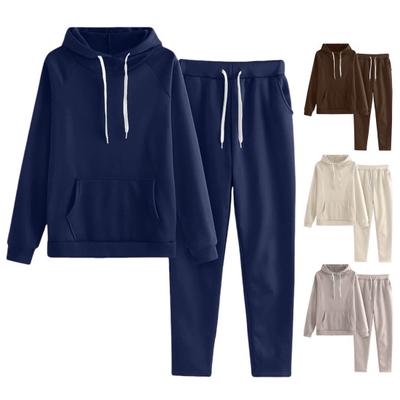 2 Teile/satz Frauen Hoodie Hosen Anzug Kordelzug Langen Ärmeln Sport Top Elastische