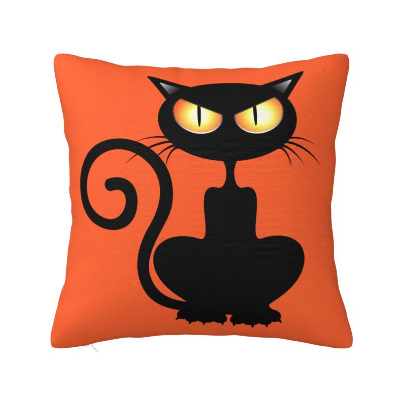 Cartoon Black Cat Cushion Cover Soft Nordic Throw Pillow Home Decoration