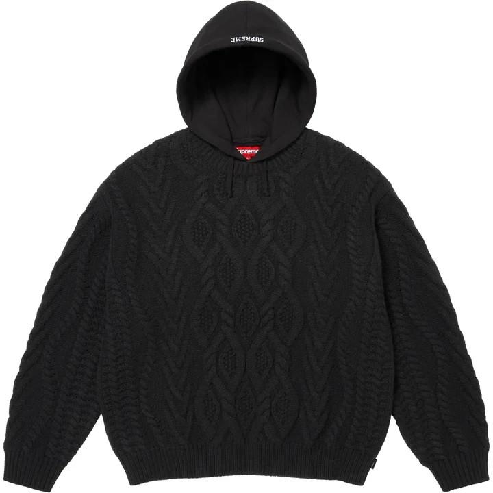 Supreme Cable Hooded Sweater Black