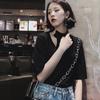 Women's Summer Black T-shirts Hollow Out Short Sleeve Female T-Shirt O Neck Beauty Lady Top Party Everydays Clothing