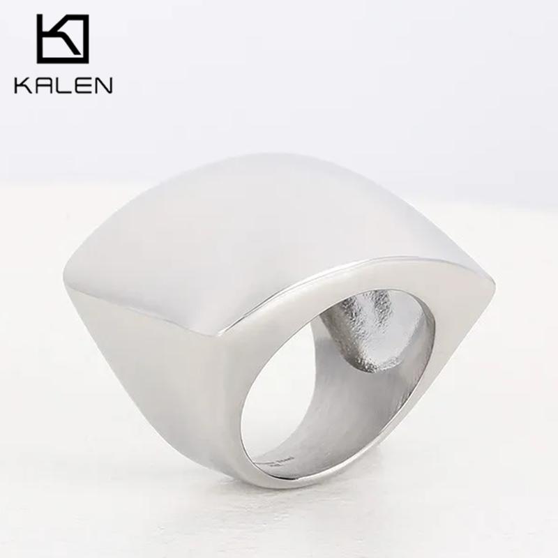 Luxury Chunky Stainless Steel Ring Women's Shiny Silver/Gold/Black Color Anillos Wedding Party Bands Trend Jewelry Roung Gift