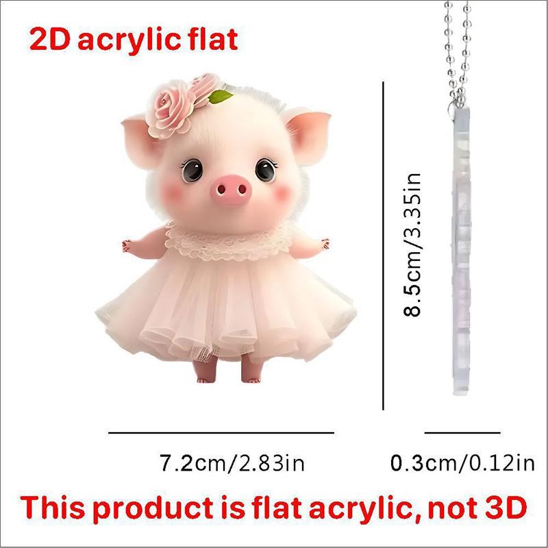 Cute Pig Car Interior Acrylic Pendant Lovely Auto Keychain Hanging Ornament Universal Fit Car Decoration Accessories For Key Bag