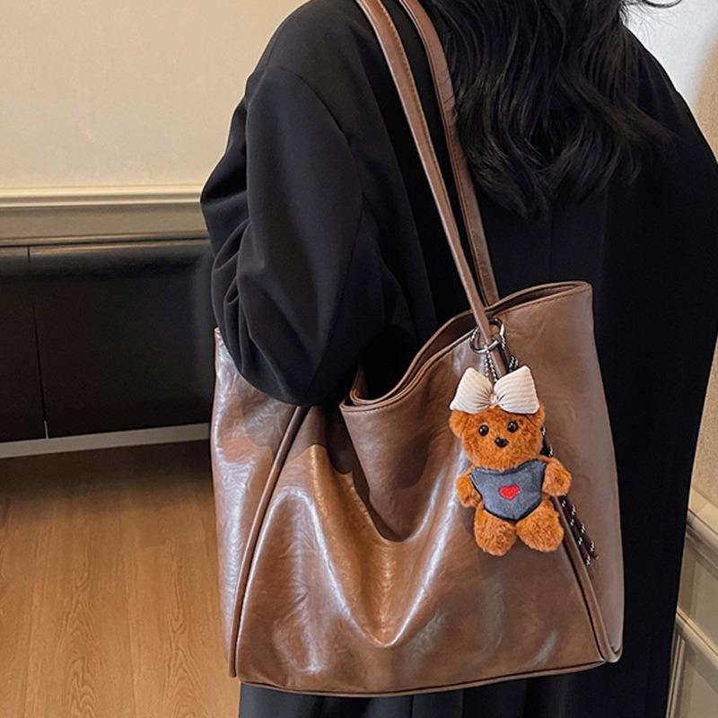 Autumn New Niche Retro Large-capacity Solid Color Casual Sense Simple Portable Shoulder Underarm Tote Bag Women
