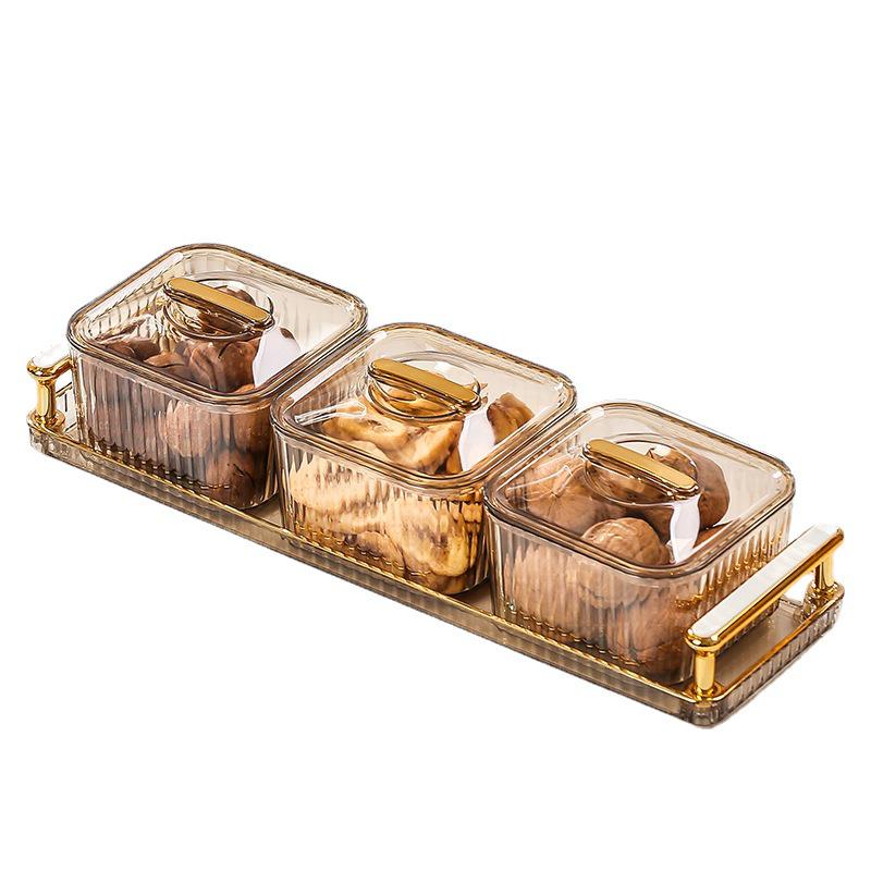 Luxurious Food-Grade Dried Fruit and Nuts Snack Plate with Lid