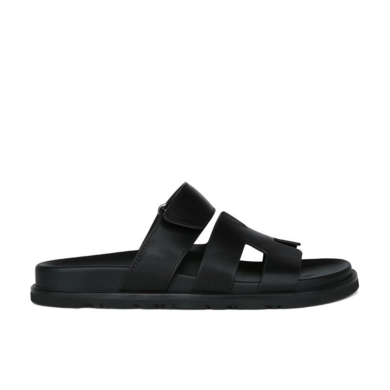 [sheii Su Yinyin] Super zweiter Onkel~ Leder Klettverschluss lässig dicksohlige H-Slipper Damen Sandalen draußen Sommer