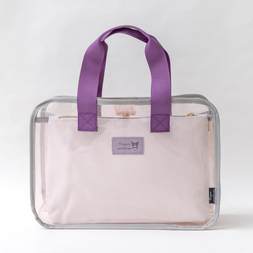 Panpanchuchu Playful Pool Bag Pouch Sanrio Girls Kids Vinyl Waterproof Swimming Bag Swim Bag Beach Bag (Water-Repellent Included) (Kuromi Parfait)