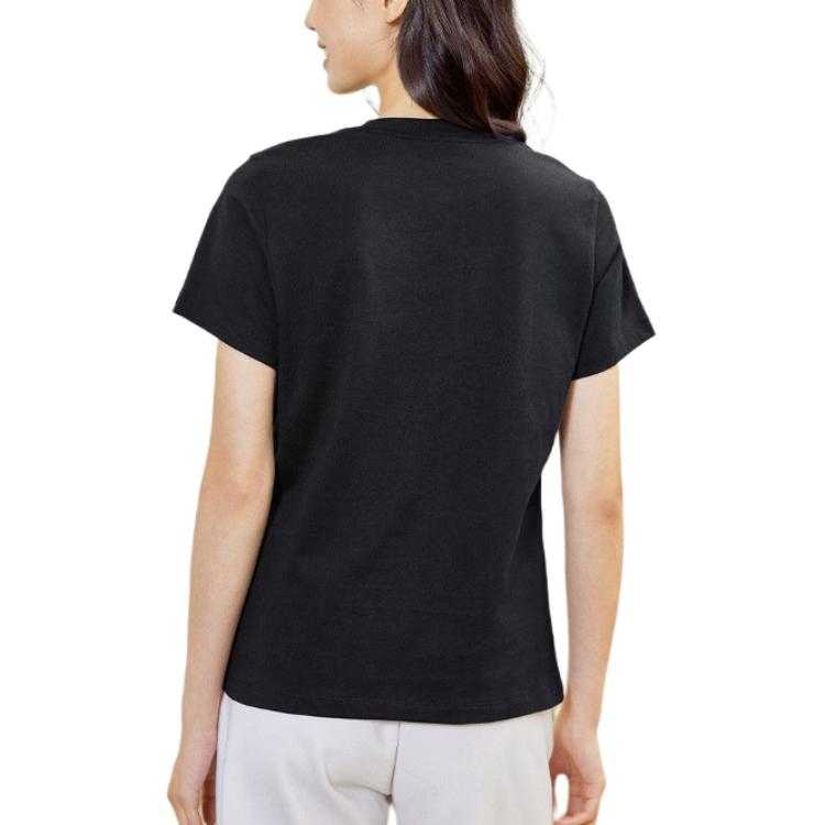 Skechers Printed Crew Neck Cotton Pullover Short Sleeve T-Shirt Women Tops Carbon-Black L224W098-0018