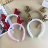Korean Style Women's Red Antler Plush Headband for Christmas - Cute Hair Accessory for Face Washing and Performances