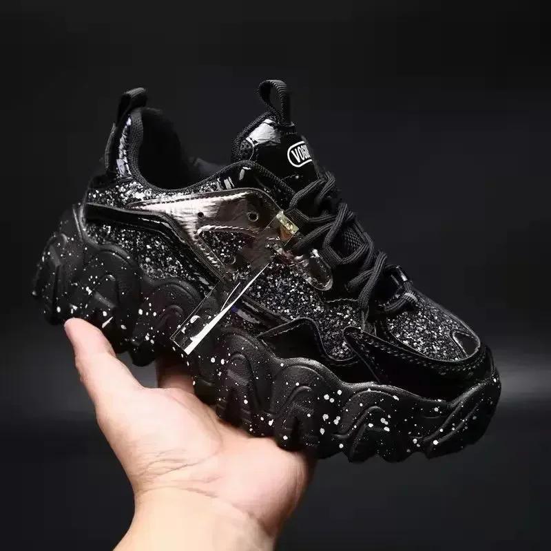 

Lace Up Round Toe Woman Footwear Sequins Shoes for Women Designer Luxury Fashion 2025 Korean Comfortable and Elegant Y2k Offers 35