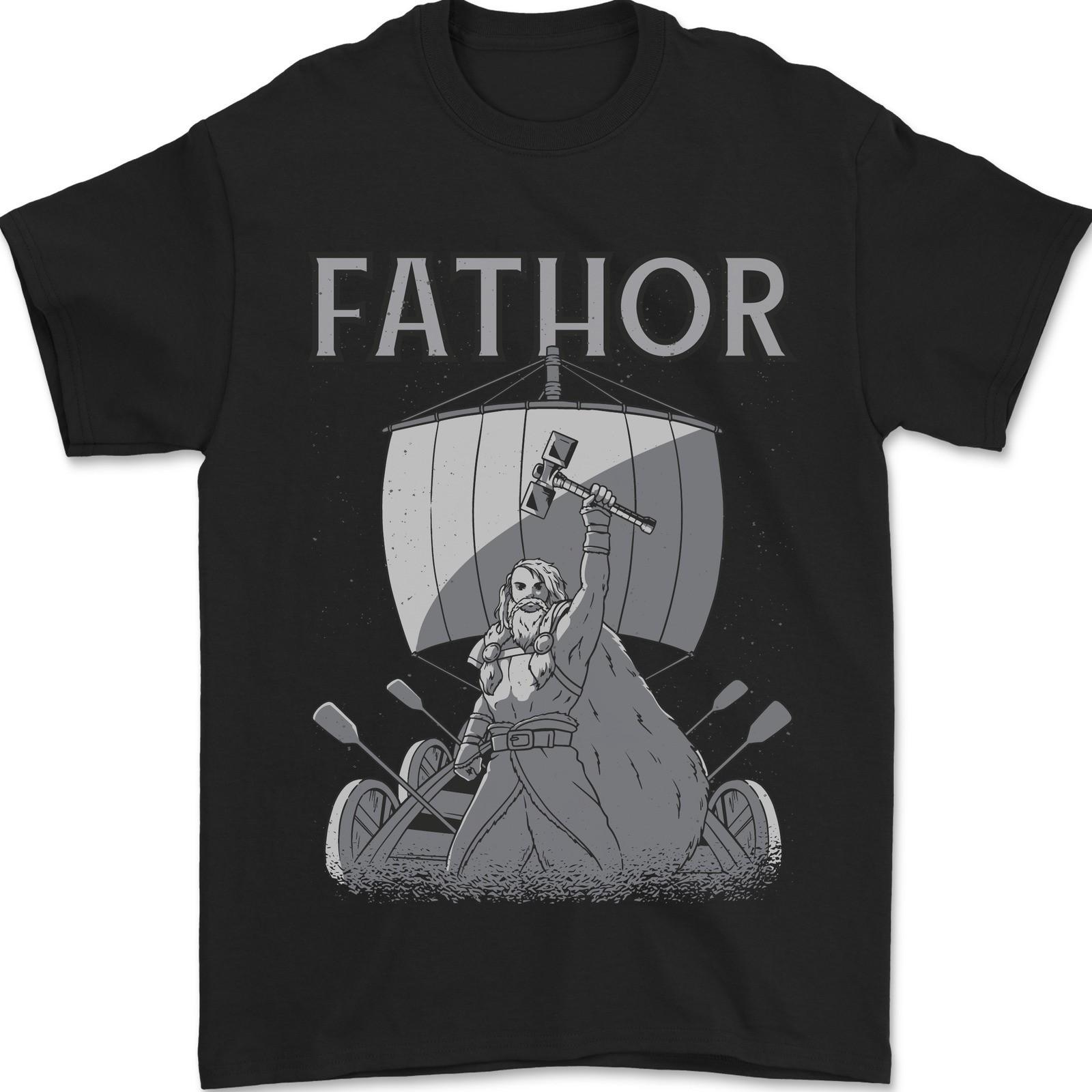 Fathor Funny Fathers Day Viking Ship Mens T-Shirt 100% Cotton 2XL